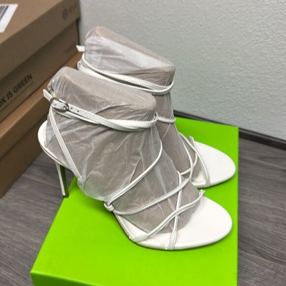 Sam Edelman Sareena White Stiletto Heel Open Toe Ankle Strap Heeled Sandals - Picture 5 of 7